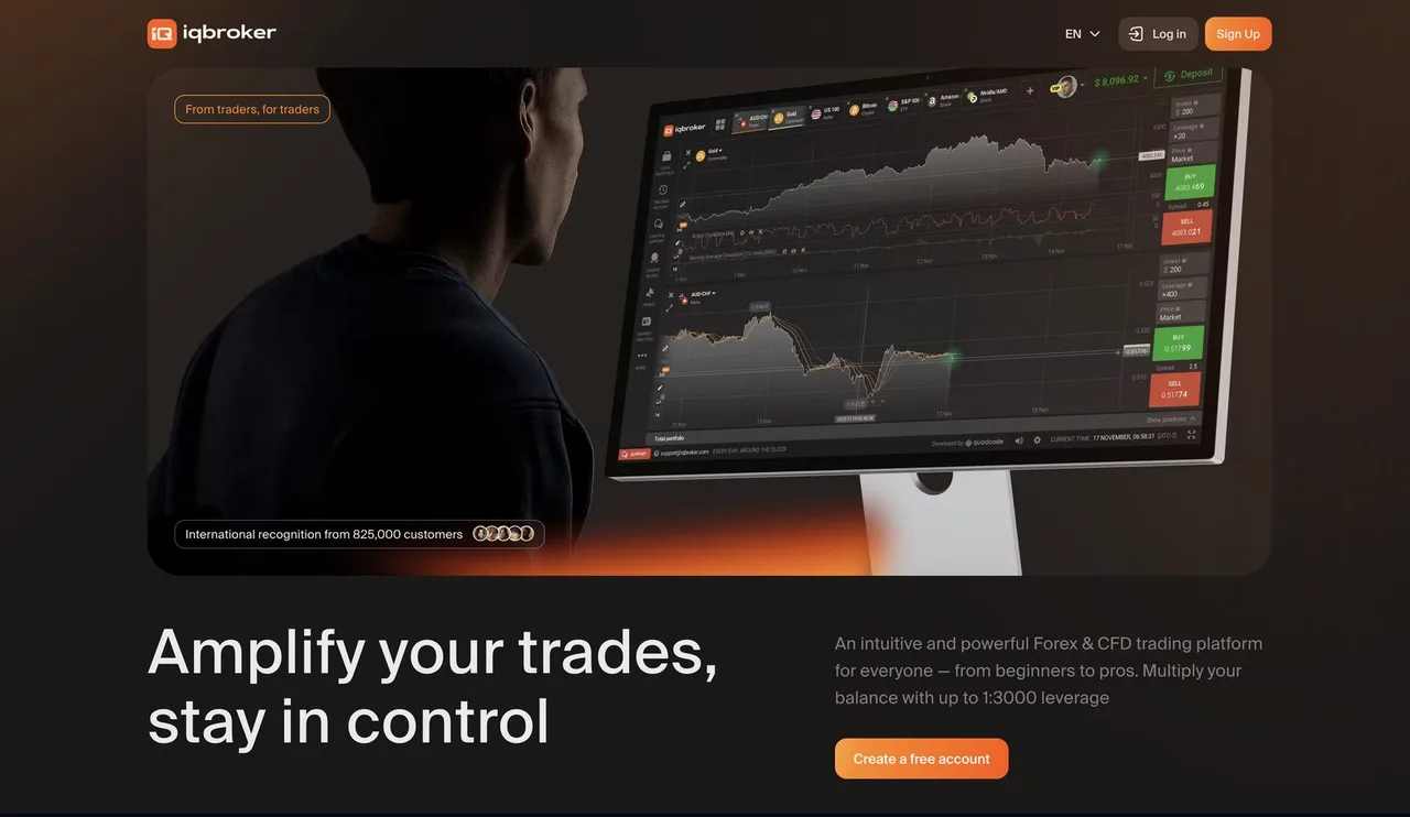 IQ Broker homepage screenshot