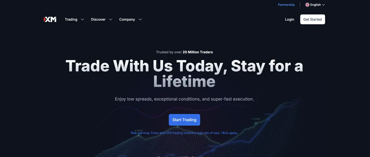 XM homepage screenshot