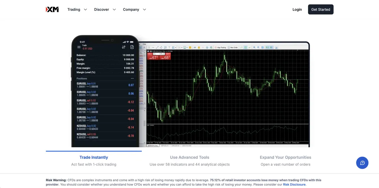 XM trading platform screenshot