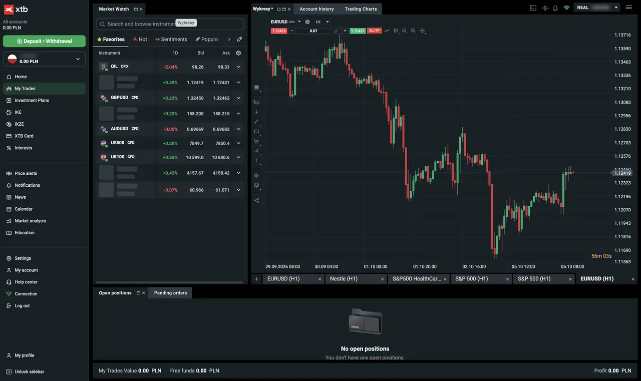 XTB trading platform screenshot
